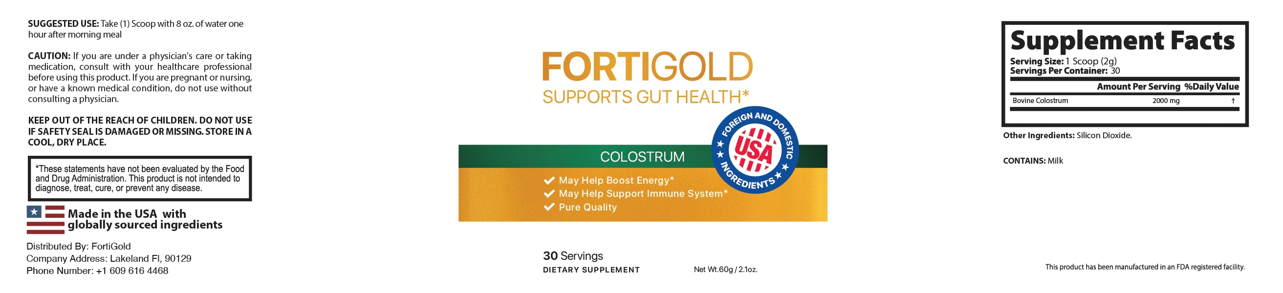 FortiGold Product Label